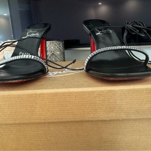 CHRISTIAN LOUBOUTIN Condora Lacestrass 85 crystal-embellished leather sandals - Picture 12 of 13